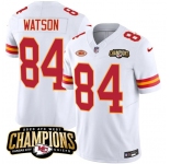 Men’s Kansas City Chiefs #84 Justin Watson White 2023 F.U.S.E. AFC West Champions With NKH Patch Vapor Untouchable Limited Football Stitched Jersey