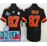 Men's Kansas City Chiefs #87 Travis Kelce Limited Black Super Bowl LVII Vapor Jersey