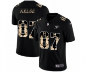 Men's Kansas City Chiefs #87 Travis Kelce statue of liberty black jersey