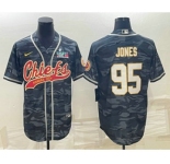 Men's Kansas City Chiefs #95 Chris Jones Grey Camo With Super Bowl LVII Patch Cool Base Stitched Baseball Jersey