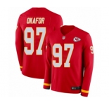 Men's Kansas City Chiefs #97 Alex Okafor Limited Red Therma Long Sleeve Football Jersey