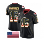Men's Nike Kansas City Chiefs #15 Patrick Mahomes Limited Black Rush USA Flag NFL Jersey