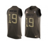 Men's Nike Kansas City Chiefs #19 Joe Montana Limited Green Salute to Service Tank Top NFL Jersey