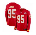 Men's Nike Kansas City Chiefs #95 Chris Jones Limited Red Therma Long Sleeve NFL Jersey