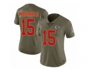 Women Nike Kansas City Chiefs #15 Patrick Mahomes II Limited Olive 2017 Salute to Service NFL Jersey