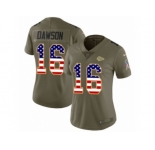Women Nike Kansas City Chiefs #16 Len Dawson Limited Olive USA Flag 2017 Salute to Service NFL Jersey