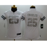 Women Nike Kansas City Chiefs #25 Jamaal Charles Platinum White Jerseys