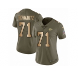 Women Nike Kansas City Chiefs #71 Mitchell Schwartz Limited Olive Gold 2017 Salute to Service NFL Jersey