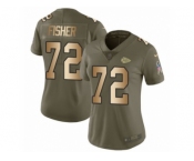 Women Nike Kansas City Chiefs #72 Eric Fisher Limited Olive Gold 2017 Salute to Service NFL Jersey