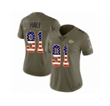Women Nike Kansas City Chiefs #91 Tamba Hali Limited Olive USA Flag 2017 Salute to Service NFL Jersey