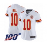 Women's Kansas City Chiefs #10 Tyreek Hill White Vapor Untouchable Limited Player 100th Season Football Jersey