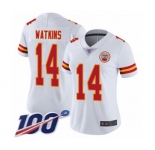 Women's Kansas City Chiefs #14 Sammy Watkins White Vapor Untouchable Limited Player 100th Season Football Jersey