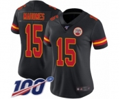 Women's Kansas City Chiefs #15 Patrick Mahomes II Limited Black Rush Vapor Untouchable 100th Season Football Jersey