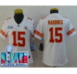 Women's Kansas City Chiefs #15 Patrick Mahomes Limited White Super Bowl LVII Vapor Jersey