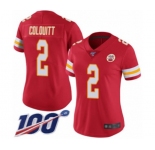 Women's Kansas City Chiefs #2 Dustin Colquitt Red Team Color Vapor Untouchable Limited Player 100th Season Football Jersey