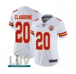 Women's Kansas City Chiefs #20 Morris Claiborne White Vapor Untouchable Limited Player Super Bowl LIV Bound Football Jersey
