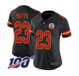 Women's Kansas City Chiefs #23 Armani Watts Limited Black Rush Vapor Untouchable 100th Season Football Jersey
