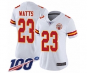 Women's Kansas City Chiefs #23 Armani Watts White Vapor Untouchable Limited Player 100th Season Football Jersey