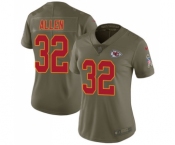 Women's Kansas City Chiefs #32 Marcus Allen Limited Olive 2017 Salute to Service Football Jersey