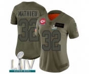 Women's Kansas City Chiefs #32 Tyrann Mathieu Limited Olive 2019 Salute to Service Super Bowl LIV Bound Football Jersey