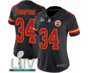 Women's Kansas City Chiefs #34 Darwin Thompson Limited Black Rush Vapor Untouchable Super Bowl LIV Bound Football Jersey