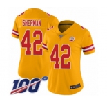 Women's Kansas City Chiefs #42 Anthony Sherman Limited Gold Inverted Legend 100th Season Football Jersey