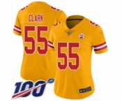 Women's Kansas City Chiefs #55 Frank Clark Limited Gold Inverted Legend 100th Season Football Jersey