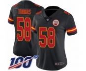 Women's Kansas City Chiefs #58 Derrick Thomas Limited Black Rush Vapor Untouchable 100th Season Football Jersey