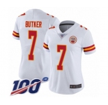 Women's Kansas City Chiefs #7 Harrison Butker White Vapor Untouchable Limited Player 100th Season Football Jersey