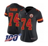 Women's Kansas City Chiefs #74 Martinas Rankin Limited Black Rush Vapor Untouchable 100th Season Football Jersey