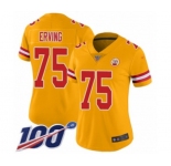 Women's Kansas City Chiefs #75 Cameron Erving Limited Gold Inverted Legend 100th Season Football Jersey