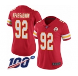 Women's Kansas City Chiefs #92 Tanoh Kpassagnon Red Team Color Vapor Untouchable Limited Player 100th Season Football Jersey
