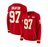 Women's Kansas City Chiefs #97 Alex Okafor Limited Red Therma Long Sleeve Football Jersey