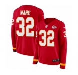 Women's Nike Kansas City Chiefs #32 Spencer Ware Limited Red Therma Long Sleeve NFL Jersey