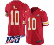 Youth Kansas City Chiefs #10 Tyreek Hill Red Team Color Vapor Untouchable Limited Player 100th Season Football Jersey