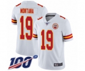 Youth Kansas City Chiefs #19 Joe Montana White Vapor Untouchable Limited Player 100th Season Football Jersey