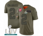 Youth Kansas City Chiefs #2 Dustin Colquitt Limited Olive 2019 Salute to Service Super Bowl LIV Bound Football Jersey
