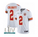 Youth Kansas City Chiefs #2 Dustin Colquitt White Vapor Untouchable Limited Player Super Bowl LIV Bound Football Jersey