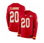 Youth Kansas City Chiefs #20 Morris Claiborne Limited Red Therma Long Sleeve Football Jersey