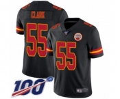 Youth Kansas City Chiefs #55 Frank Clark Limited Black Rush Vapor Untouchable 100th Season Football Jersey