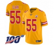 Youth Kansas City Chiefs #55 Frank Clark Limited Gold Inverted Legend 100th Season Football Jersey