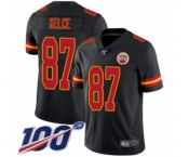 Youth Kansas City Chiefs #87 Travis Kelce Limited Black Rush Vapor Untouchable 100th Season Football Jersey