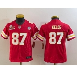 Youth Kansas City Chiefs #87 Travis Kelce Red 2025 Super Bowl LIX Patch F.U.S.E. Vapor Untouchable Limited Stitched Football Jersey