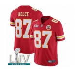 Youth Kansas City Chiefs #87 Travis Kelce Red Team Color Vapor Untouchable Limited Player Super Bowl LIV Bound Football Jersey