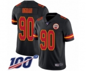 Youth Kansas City Chiefs #90 Emmanuel Ogbah Limited Black Rush Vapor Untouchable 100th Season Football Jersey