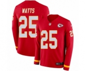 Youth Nike Kansas City Chiefs #25 Armani Watts Limited Red Therma Long Sleeve NFL Jersey