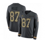 Youth Nike Kansas City Chiefs #87 Travis Kelce Limited Black Salute to Service Therma Long Sleeve NFL Jersey