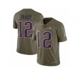 Men Nike New England Patriots #12 Tom Brady Limited Olive 2017 Salute to Service NFL Jersey