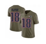 Men Nike New England Patriots #18 Matthew Slater Limited Olive 2017 Salute to Service NFL Jersey