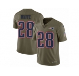 Men Nike New England Patriots #28 James White Limited Olive 2017 Salute to Service NFL Jersey
